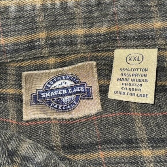 Shaver Lake Casual Plaid Button-Up Shirt XXL Cotton/Nylon Made In India - Picture 3 of 7
